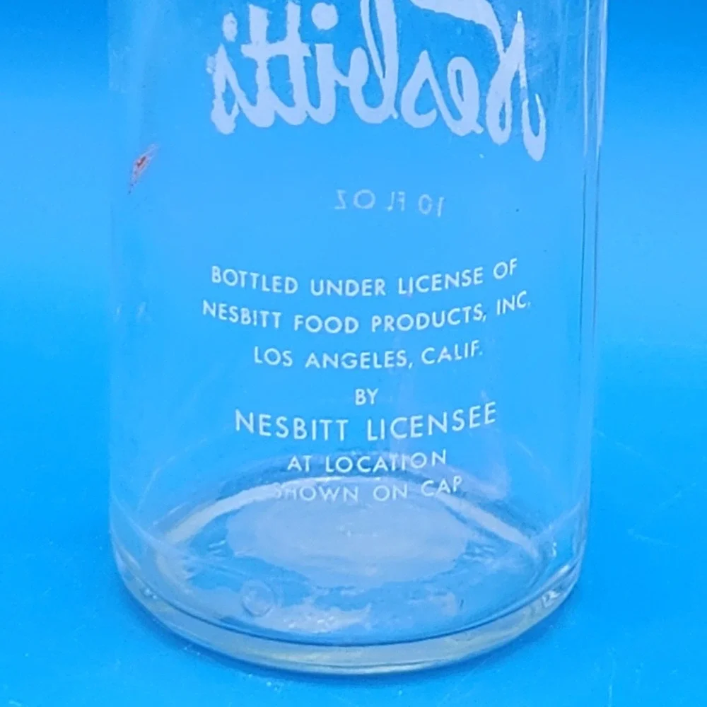 Vintage 1951's 10 oz Nesbitt's Quilted Texture Soda Bottle Clear White Lettering